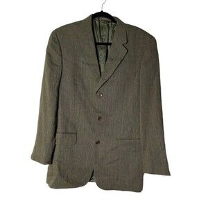 Calvin Klein Blazer Jacket Size 38R Green Fabric Wool Men’s